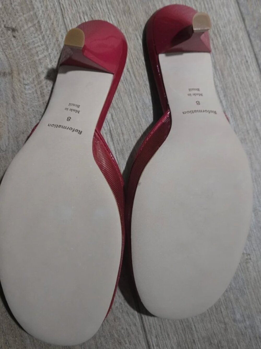 Reformation Red Satin Mule Kitten Heels - Picture 5 of 6